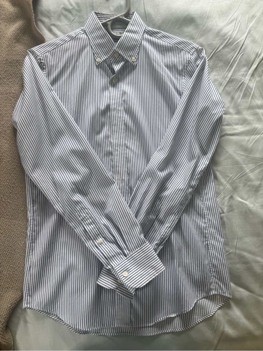 Uniqlo Blue and White Pinstripe Button-Down Dress Shirt